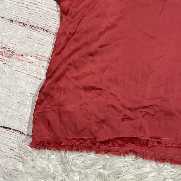 NWT Nation LTD Satin Emory Twisted Marsala Red Velvet Trim Oversized Top - Picture 8 of 11
